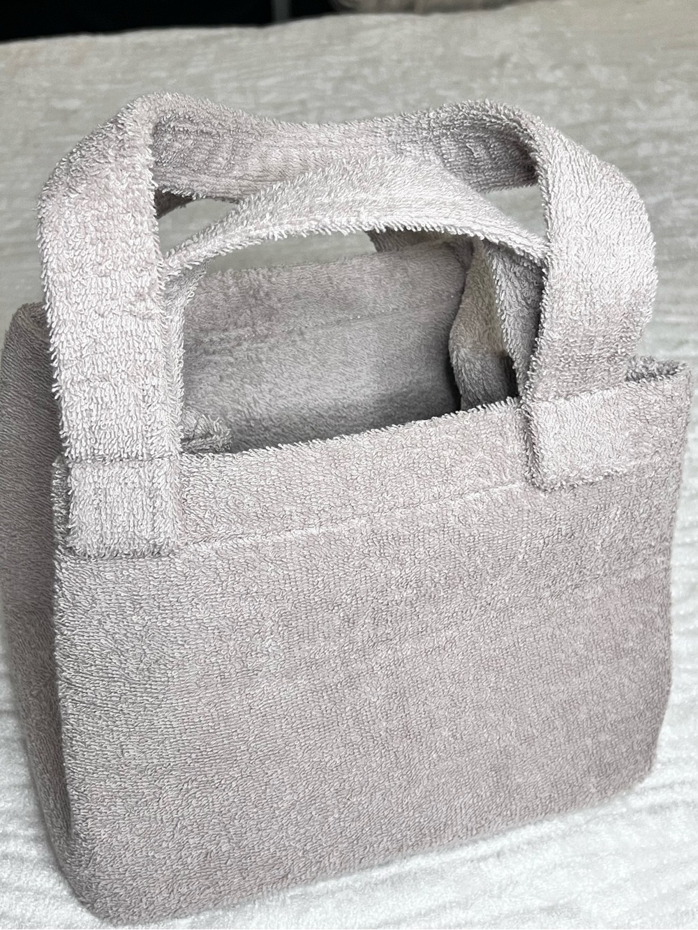 SKIMS Stone Terry Small Tote - Plush Top-Handle Bag - Picture 6 of 7